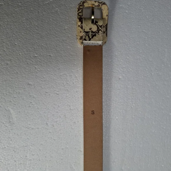 J. Crew Cream Snake-Print Leather Women's Belt Size S - Picture 10 of 11